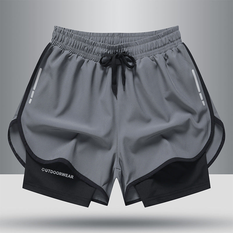 Men's Drawstring Sports Shorts Double Layer