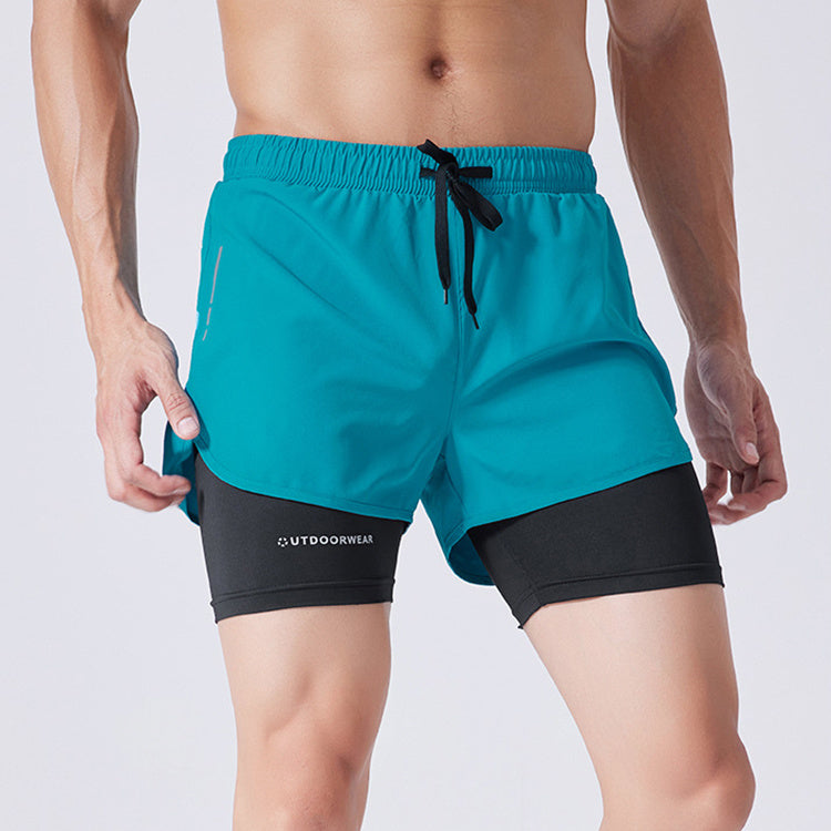 Men's Drawstring Sports Shorts Double Layer