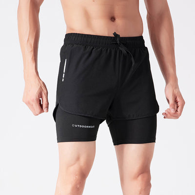 Men's Drawstring Sports Shorts Double Layer