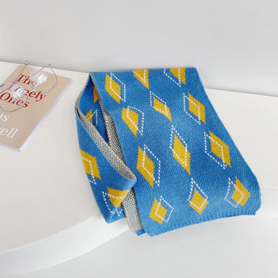 Streetwear Diamond Clashing Knitted Scarf