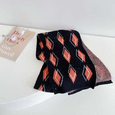 Streetwear Diamond Clashing Knitted Scarf