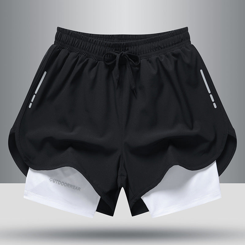 Men's Drawstring Sports Shorts Double Layer