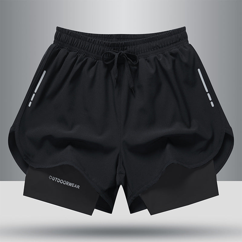 Men's Drawstring Sports Shorts Double Layer