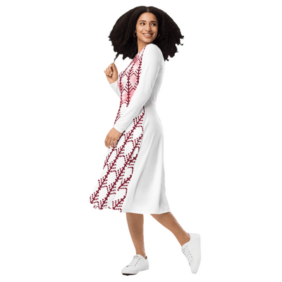 Fashionable Women’s All-Over Print Long Sleeve Dress